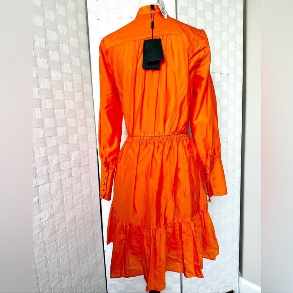 Robert Rodriguez Orange Silk Ling Sleeve Dress With Belt Size 2 NWT - Picture 5 of 13